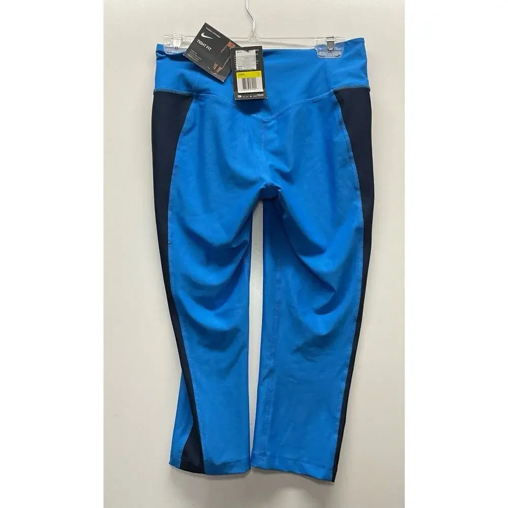 Nike Dri Fit Training Tight Fit Woman’s Size Small Blue Leggings With Stripe New